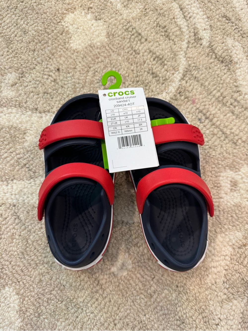 CROCS Kids Navy Sandals with Red Straps